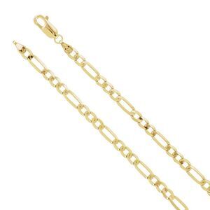 14K Yellow Gold 4mm Solid Figaro Chain Necklace, 18 Inch